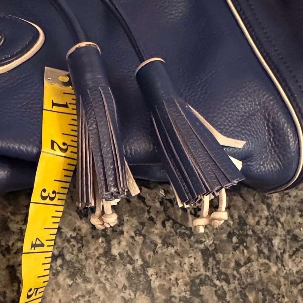 Cole Haan Vintage leather Reiley tassel tote in Navy EUC